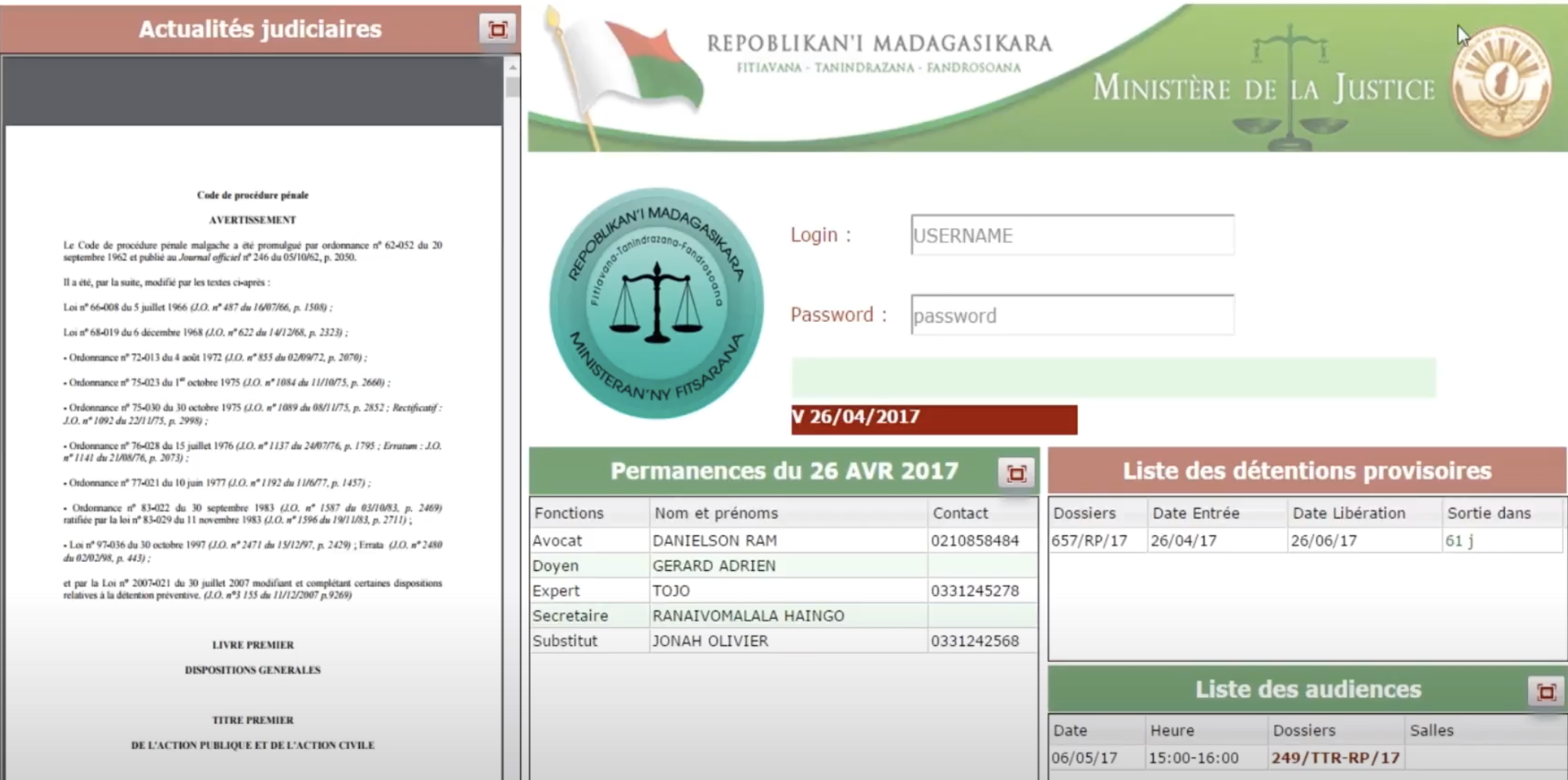 Dematerialisation du Service de Justice a Madagascar